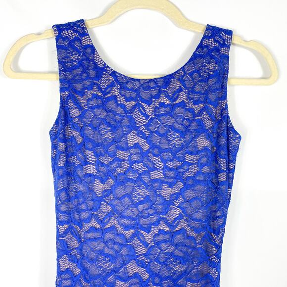 Dress the Population Kendra Blue Lace Dress V-Back Bodycon Sheath Women's Sz XS - Picture 6 of 12